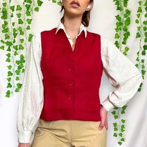 Vintage 90s red linen vest